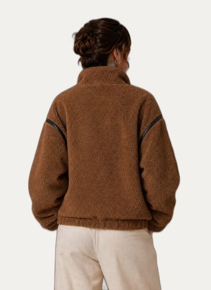Veste en fleece Sherpa pour femme - Fermeture éclair et poches pratiques
