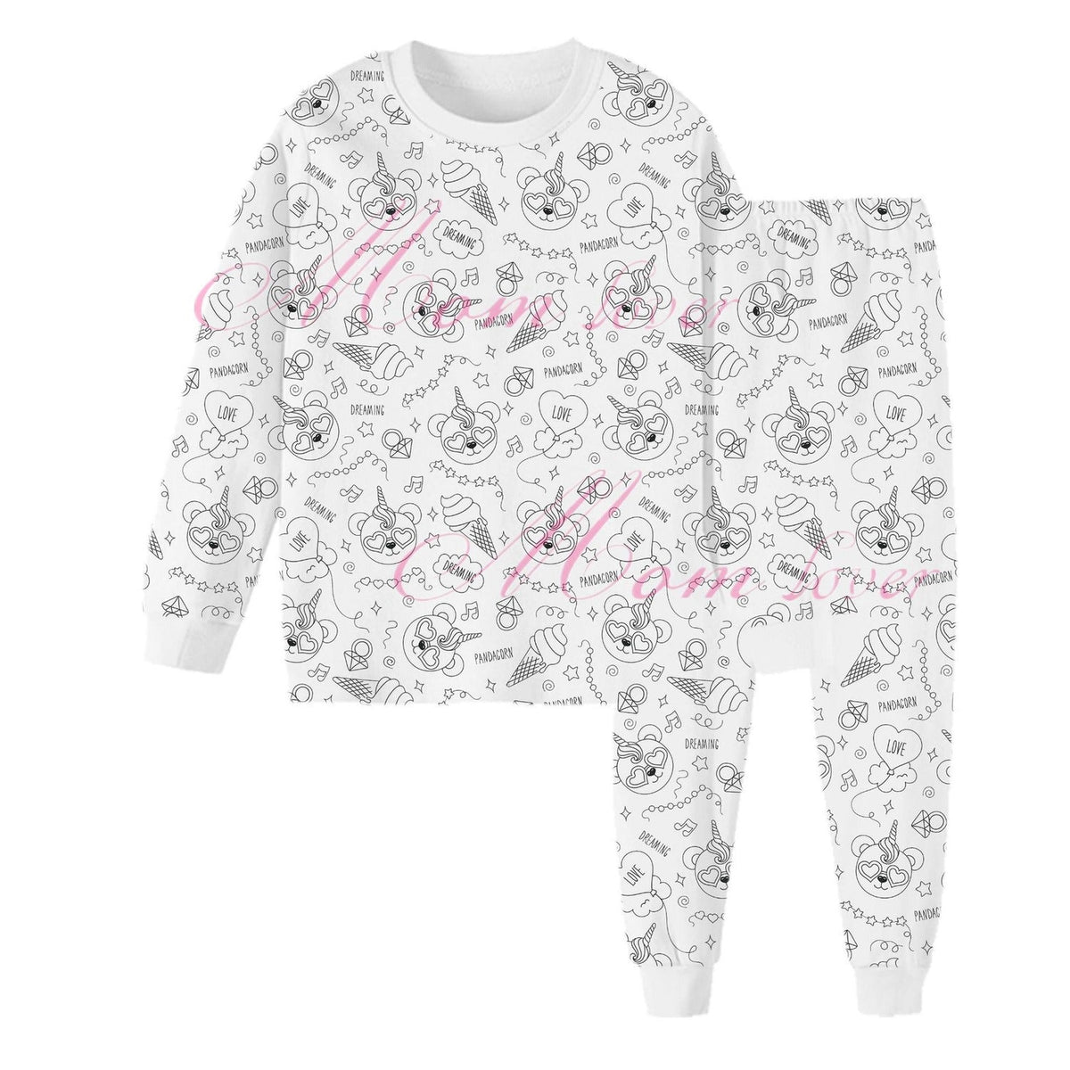 Pyjama à colorier enfant avec motif vierge pandacorne à personnaliser