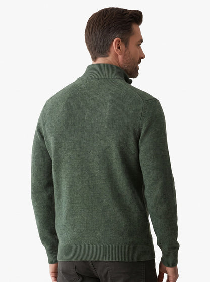 Pull homme demi-zip - vert, vue de dos