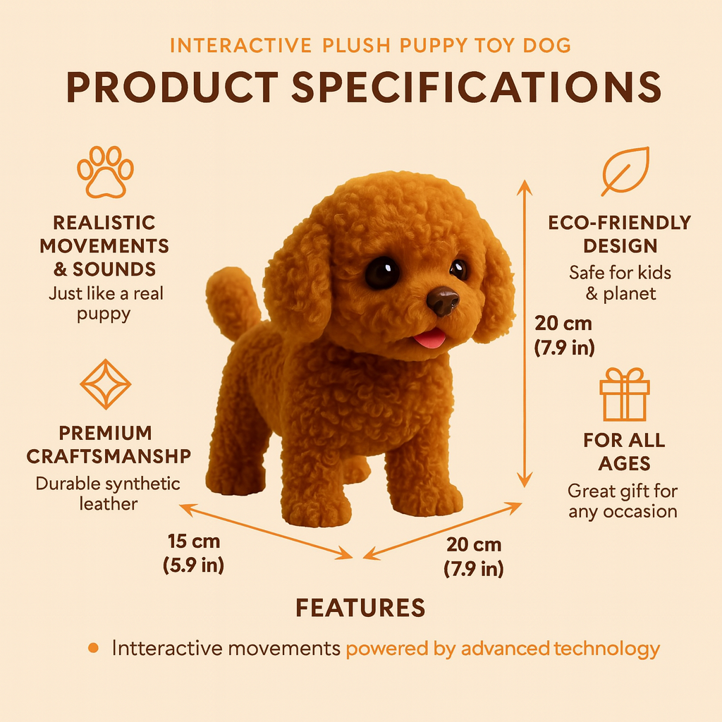 Chiot robot IA en peluche, présentation des fonctionnalités