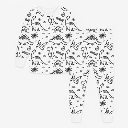 Pyjama à colorier enfant motif dinosaures, vue produit