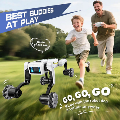 Chien robot télécommandé, jeu en famille en extérieur
