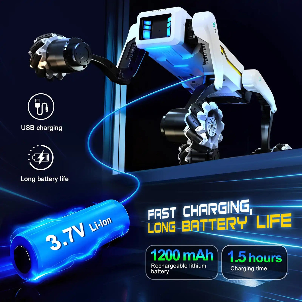 Chien robot avec batterie rechargeable USB 1200mAh