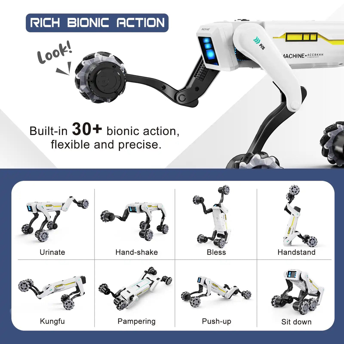 Chien robot, plus de 30 actions bioniques
