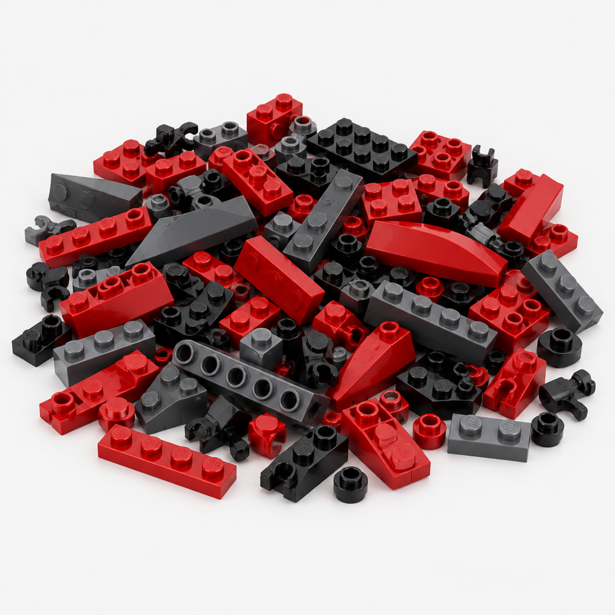 Briques de construction rouges, noires et grises incluses dans le set Spinosaure, 2008 pièces