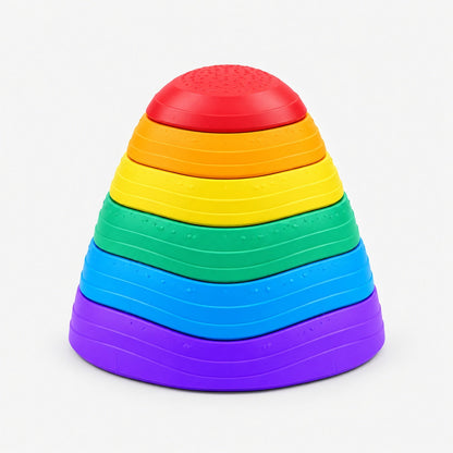 Plots d'équilibre empilés en une pile compacte arc-en-ciel pour un rangement facile