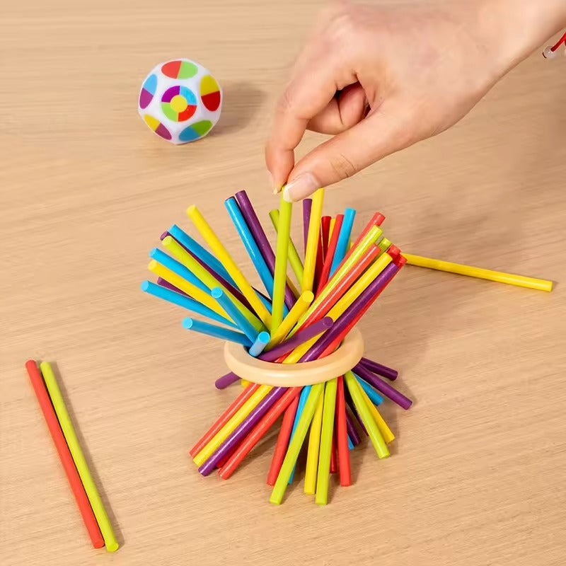Blocs de la tour à empiler disposés avant une partie