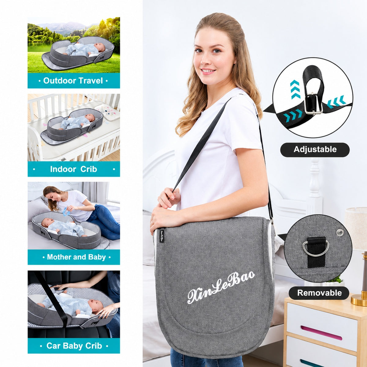 Matelas doux et respirant du lit de voyage pliable bébé