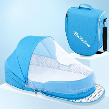 Lit de voyage bébé bleu avec moustiquaire zippée