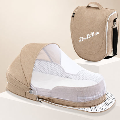 Lit de voyage bébé kaki avec moustiquaire zippée
