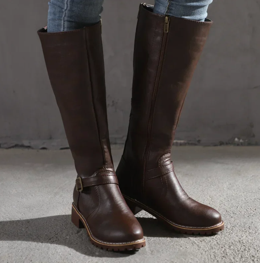 Bottines femme marron foncé, semelle antidérapante, vue de côté