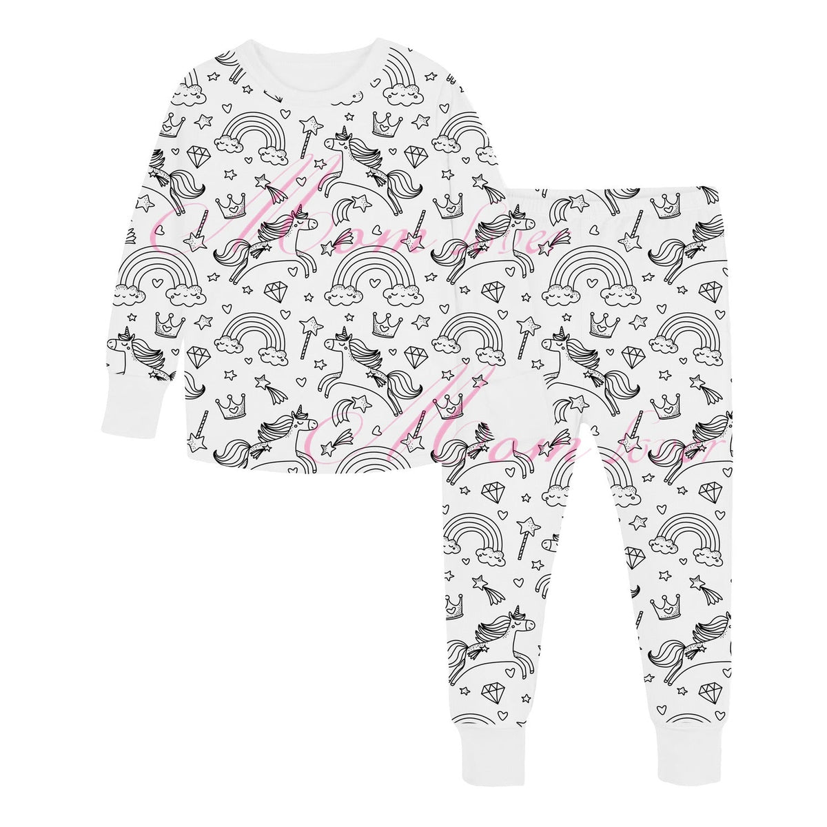 Pyjama à colorier enfant avec motif vierge licorne à personnaliser