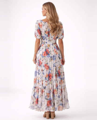 Robe Longue Fleurie Femme – Col en V & Fluidité Romantique, Maxi Estivale Invitée | Robe Florale Été