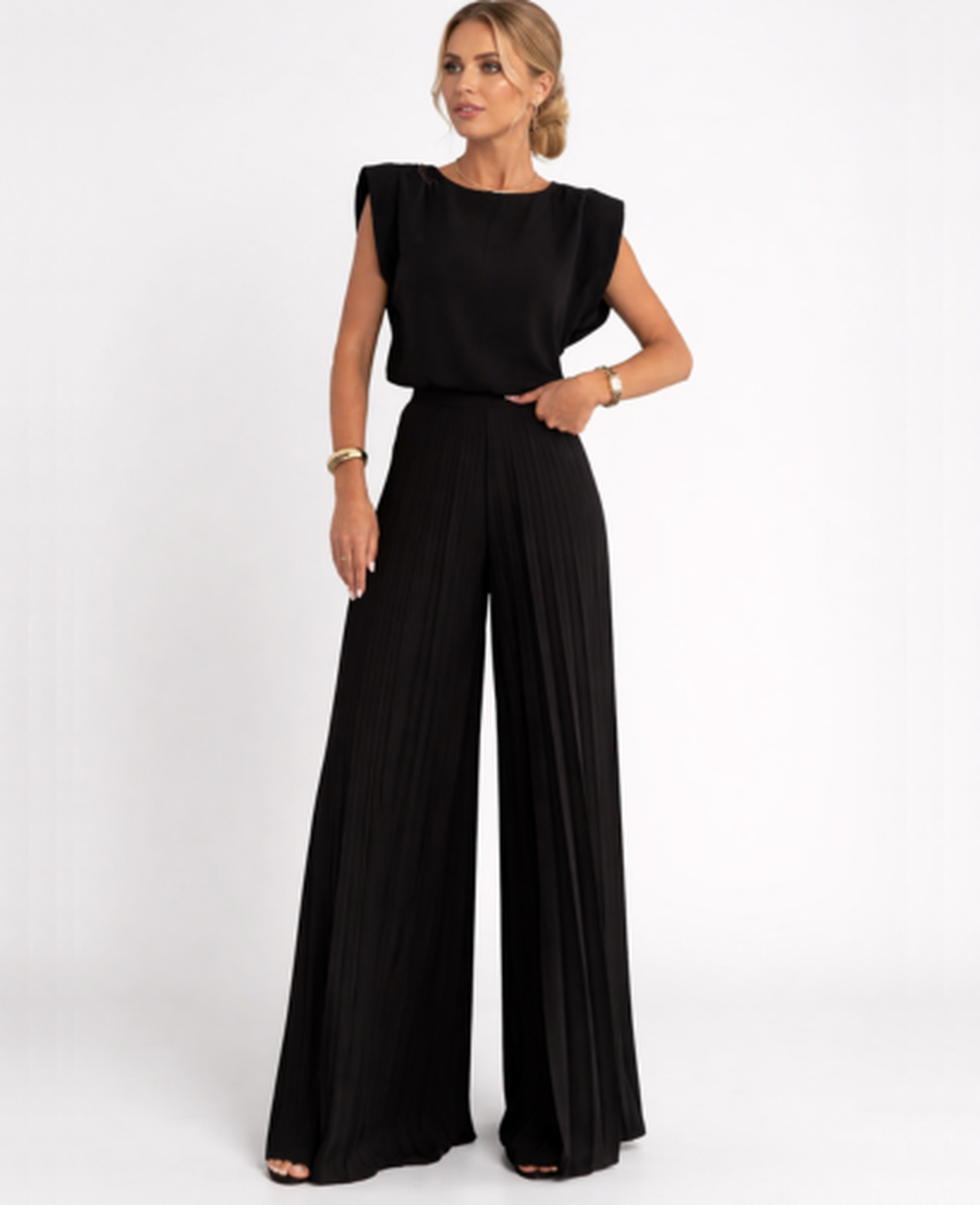Combinaison pantalon femme – élégance fluide taille haute & jambe large | jumpsuit plissée
