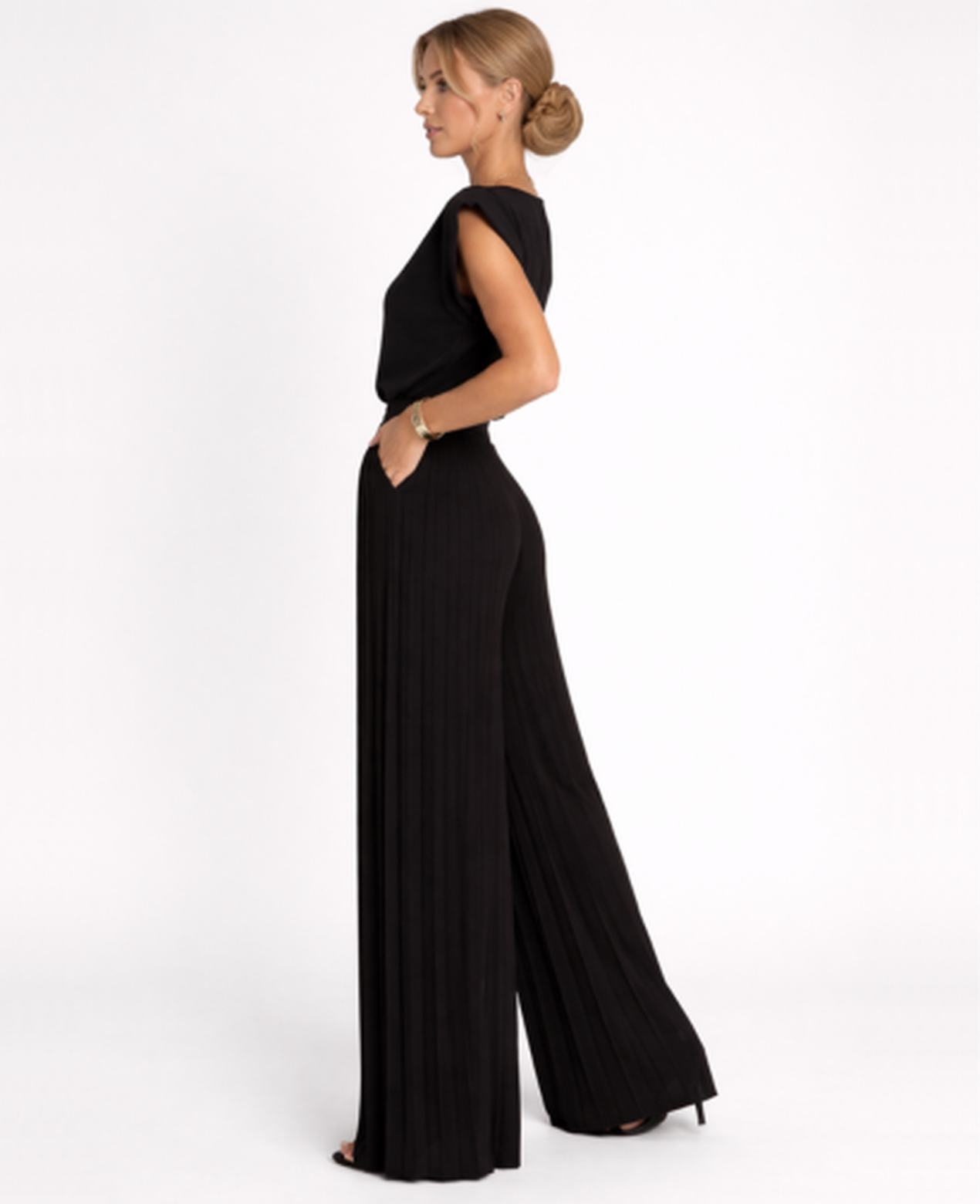 Combinaison pantalon femme – élégance fluide taille haute & jambe large | jumpsuit plissée