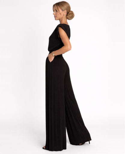 Combinaison pantalon femme – élégance fluide taille haute & jambe large | jumpsuit plissée