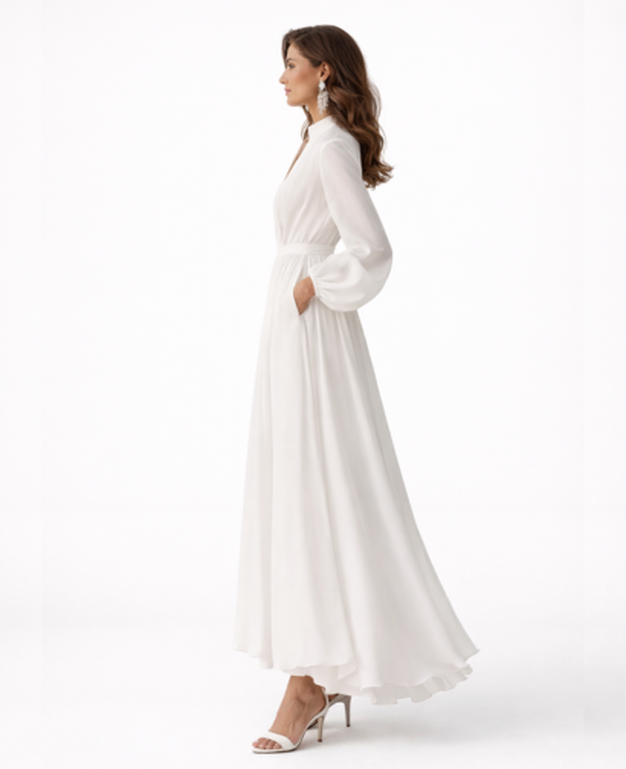 Robe Longue Femme – Col Croisé & Taille Cintrée, Fluidité Élégante Soirée | Maxi Robe Invitée de Mariage