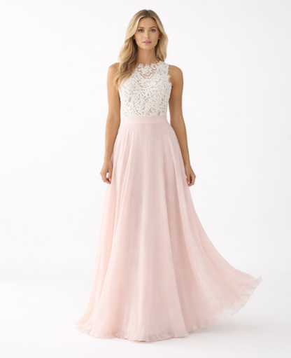 Robe Longue Dentelle Femme – Haut Transparent & Jupe Fluide, Élégance Soirée Mariage | Robe Invitée