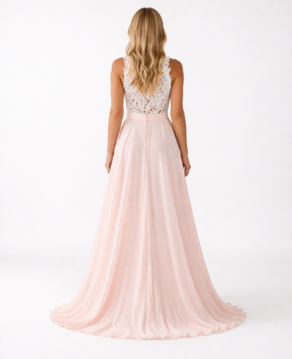 Robe Longue Dentelle Femme – Haut Transparent & Jupe Fluide, Élégance Soirée Mariage | Robe Invitée