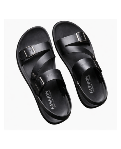 Sandales Homme à Brides Ajustables Confort Ergonomique | Cuir Boucles