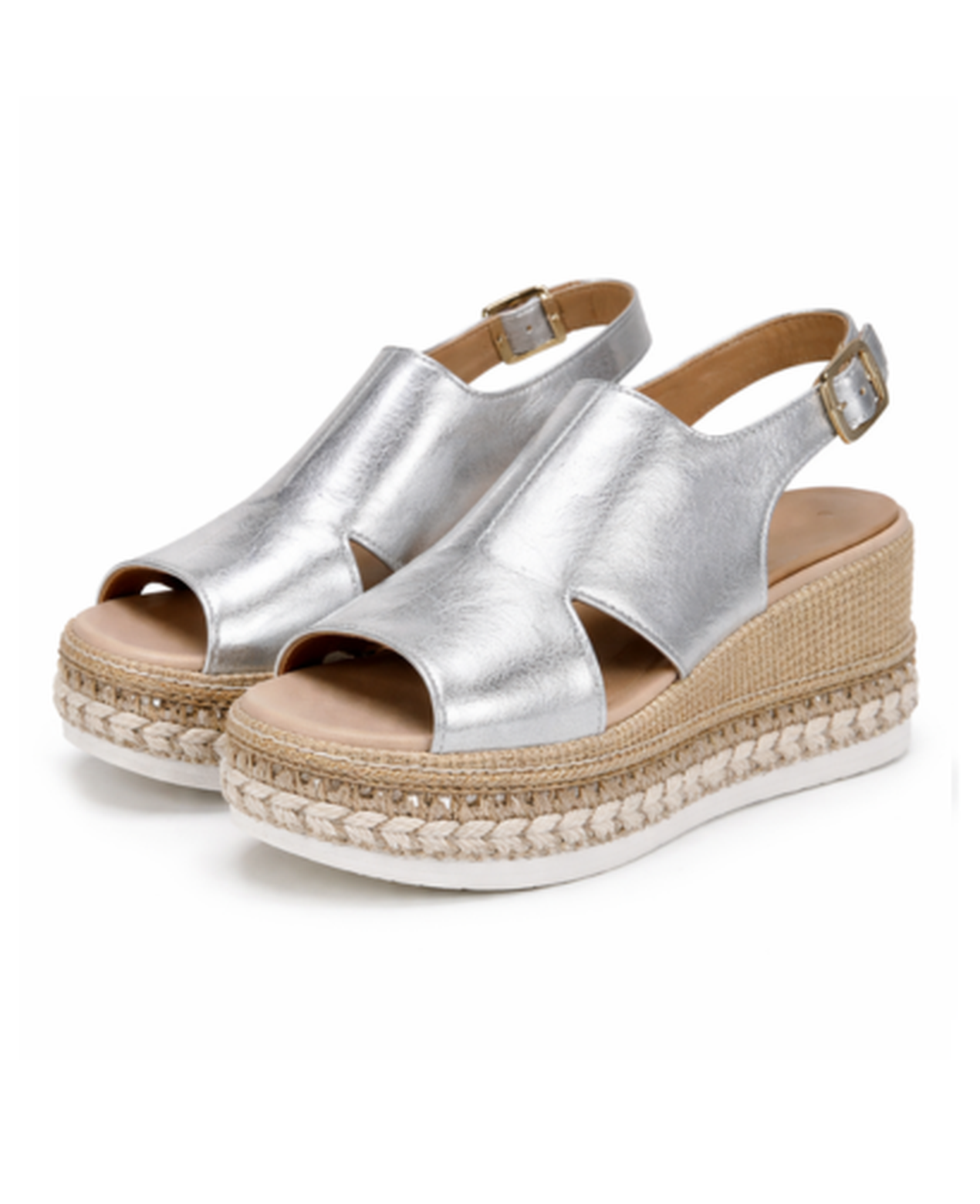 Sandales Compensées Femme – Semelle Tressée & Bride Boucle, Plateforme Confort Ergonomique