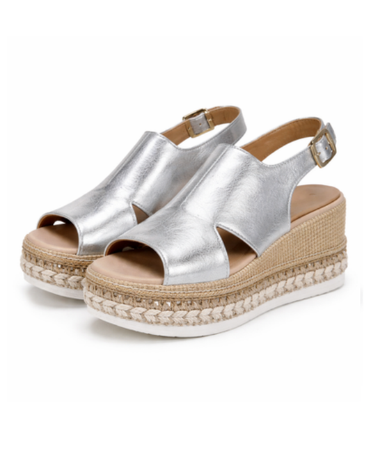 Sandales Compensées Femme – Semelle Tressée & Bride Boucle, Plateforme Confort Ergonomique