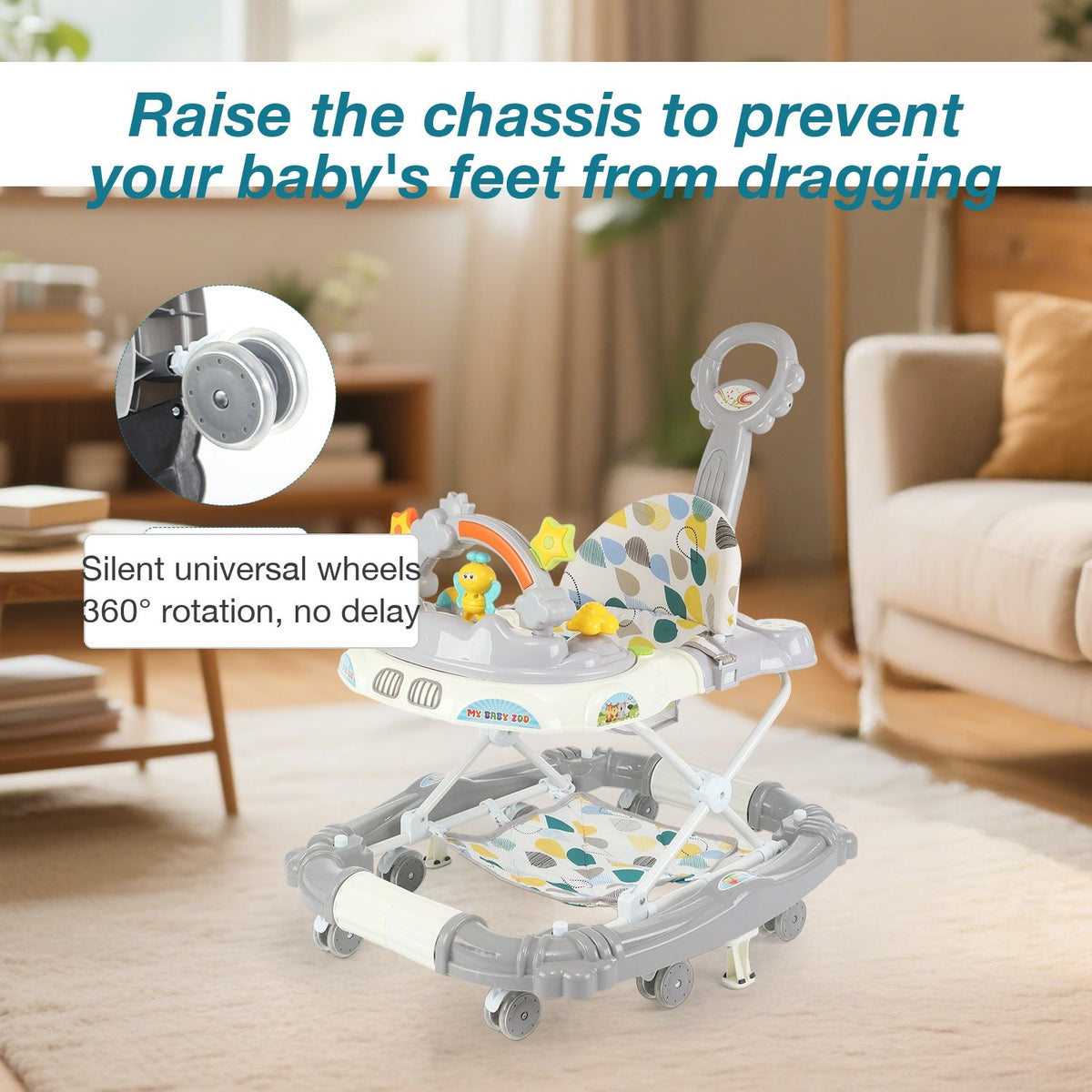 Trotteur bébé - roues universelles silencieuses