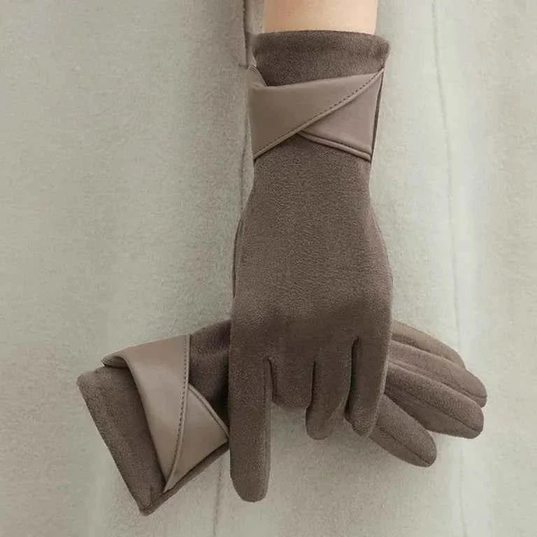 gants chauds femme, coloris gris café