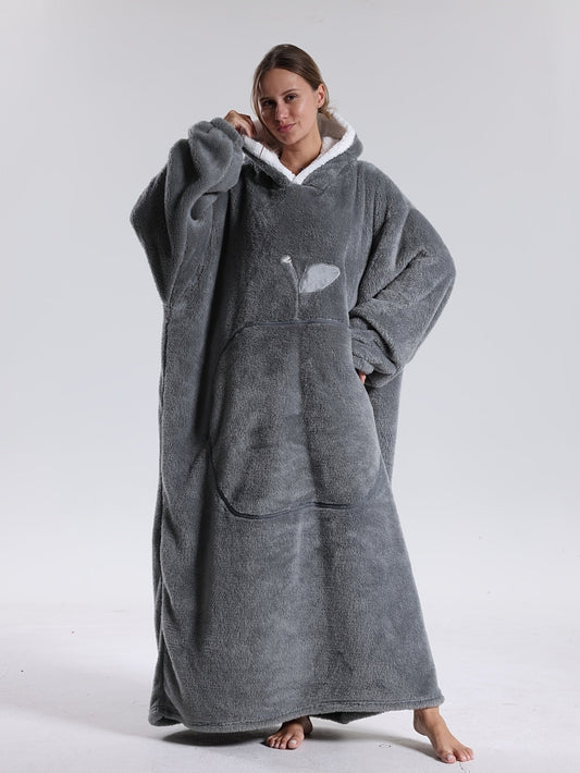 Couverture à capuche avec manches, coloris gris