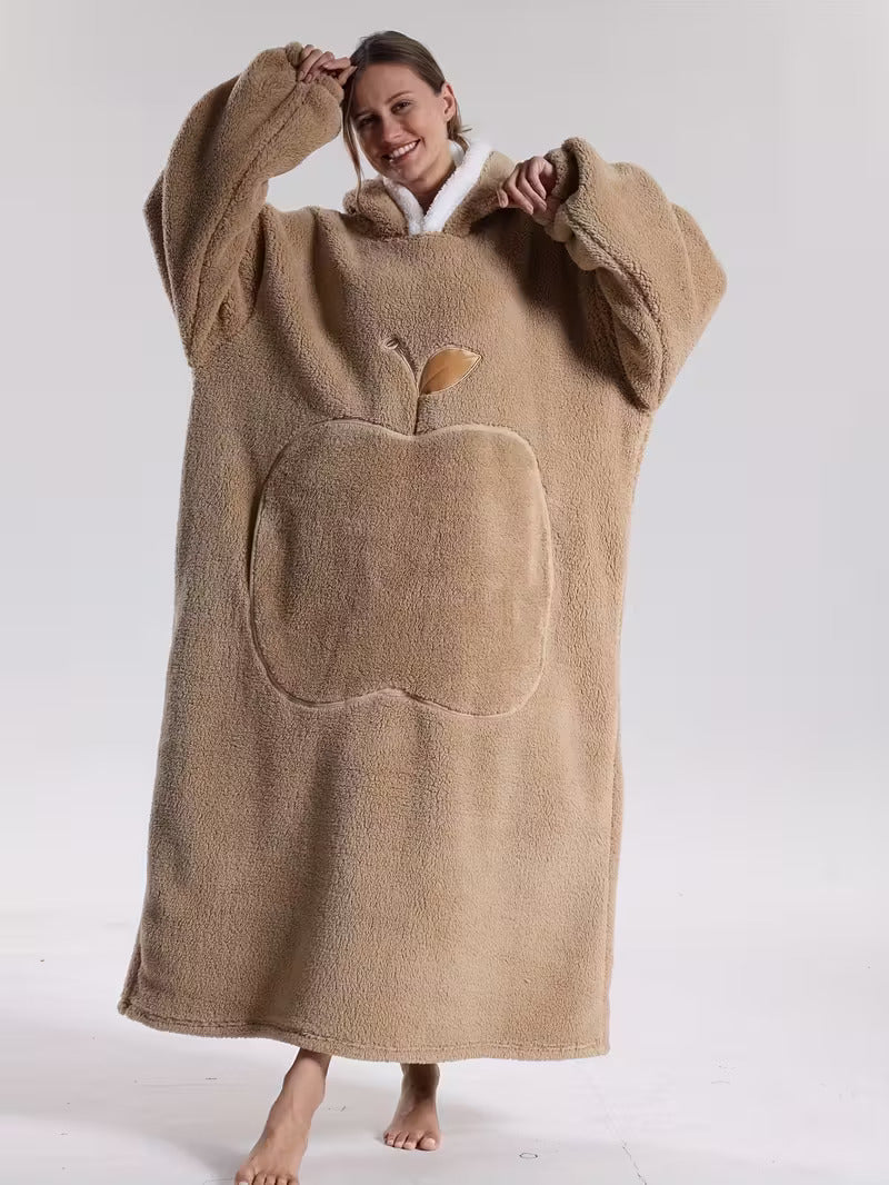 Couverture à capuche avec manches, coloris marron