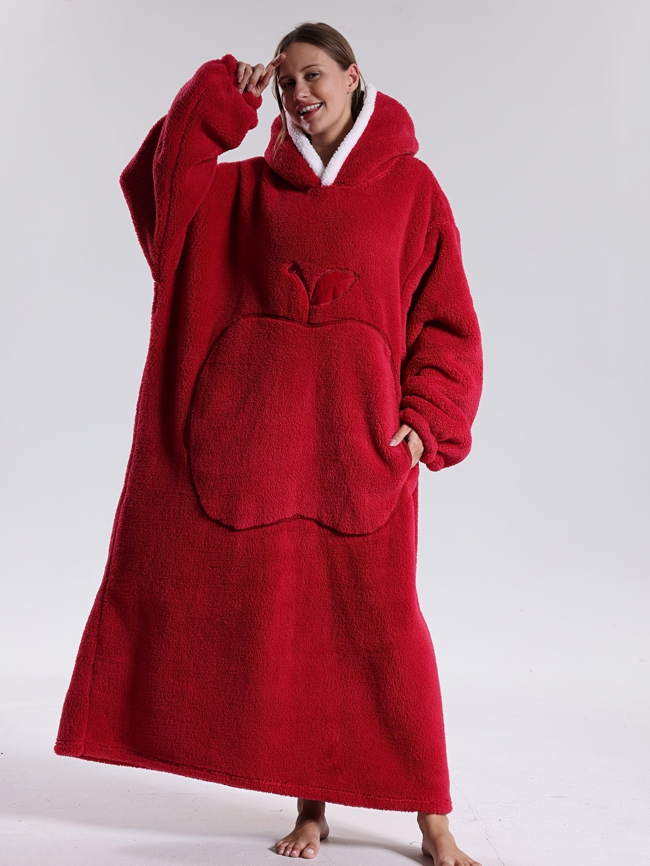 Couverture à capuche avec manches, coloris rouge