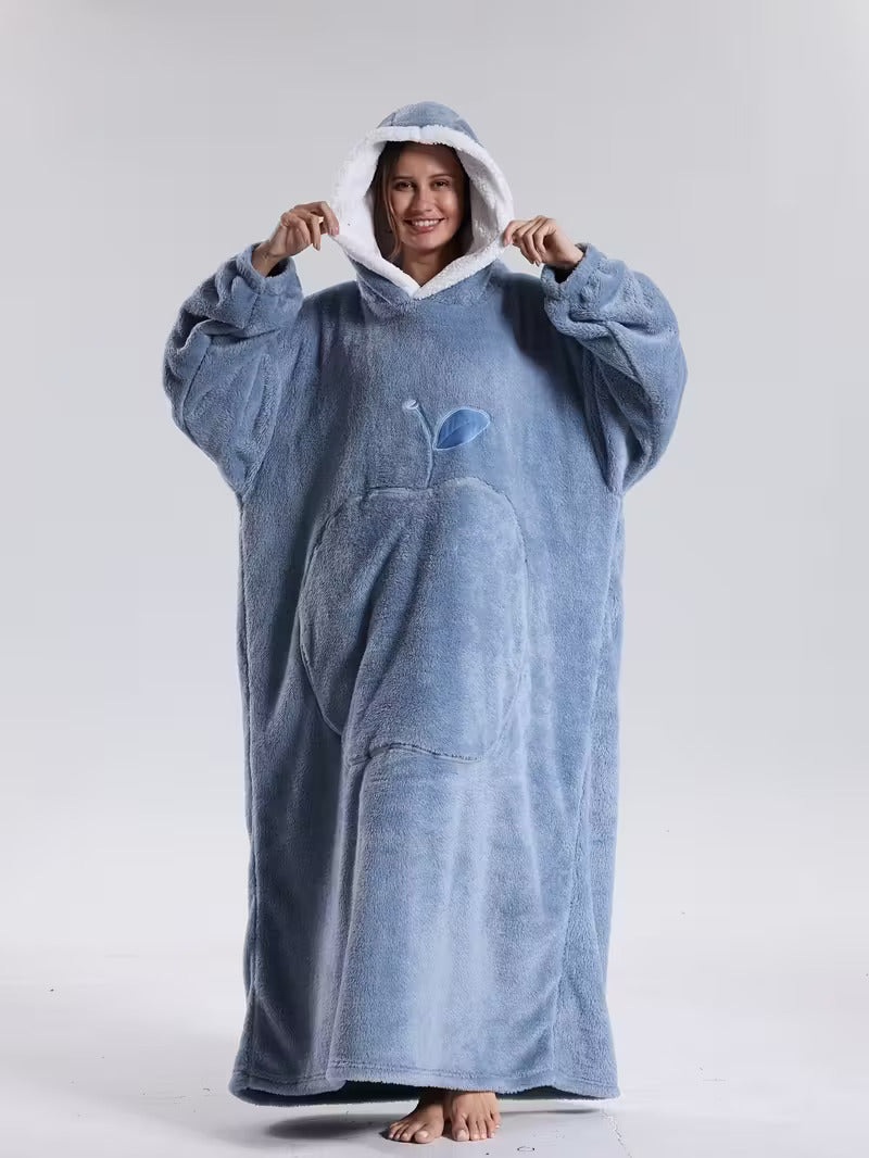 Couverture à capuche avec manches, coloris bleu clair
