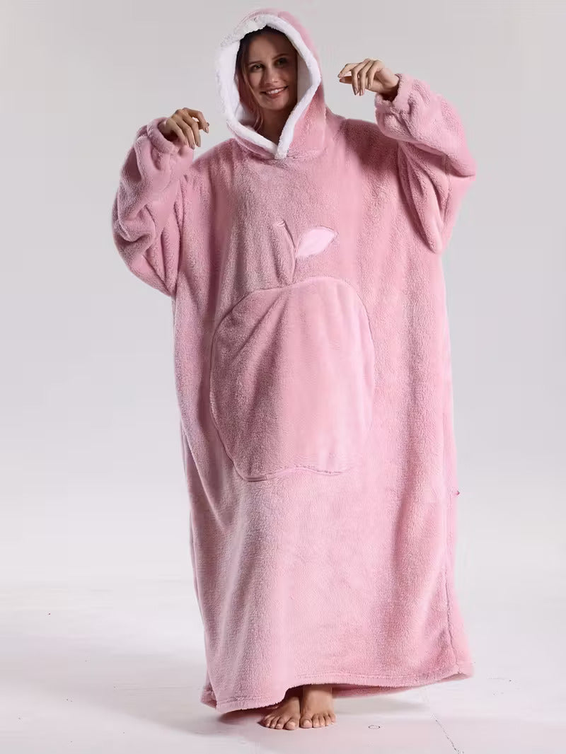 Couverture à capuche avec manches, coloris rose