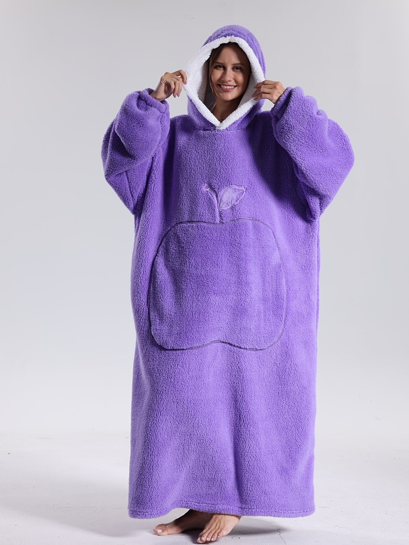Couverture à capuche avec manches, coloris violet