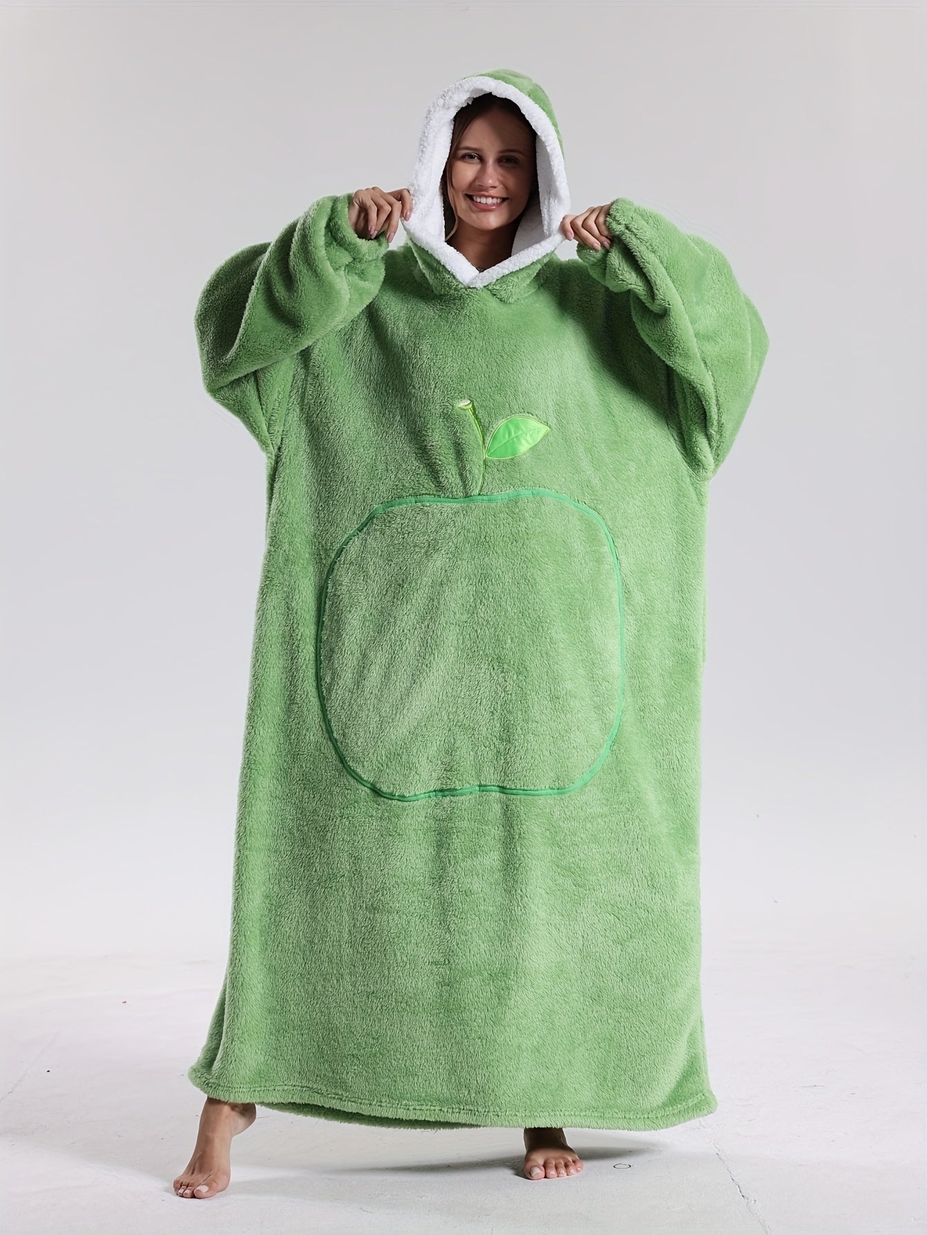 Couverture à capuche avec manches, coloris vert
